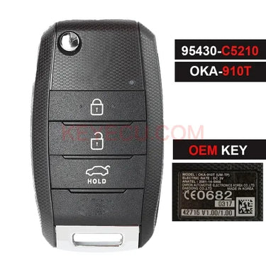 95430-C5210 OEM Genuine Smart Remote Flip Key Fob 3Button 433 MHz TIRIS DST80 Chip For KIA Sorento 2015 2016 2017 2018 2019 OKA-910T